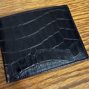 Chaps Black Crocodile Embossed Card Holder